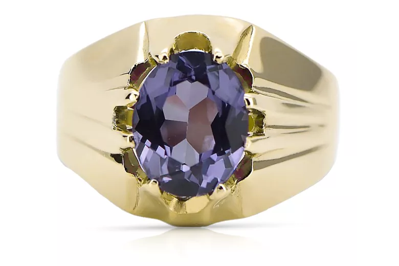 14K Yellow gold Alexandrite Ring Vintage Jewlery vrc016y